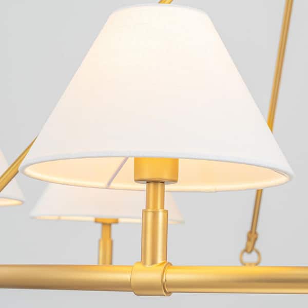 Jamii 6-Light Modern Farmhouse Brushed Gold Wagon Wheel Chandelier with Fabric Shade