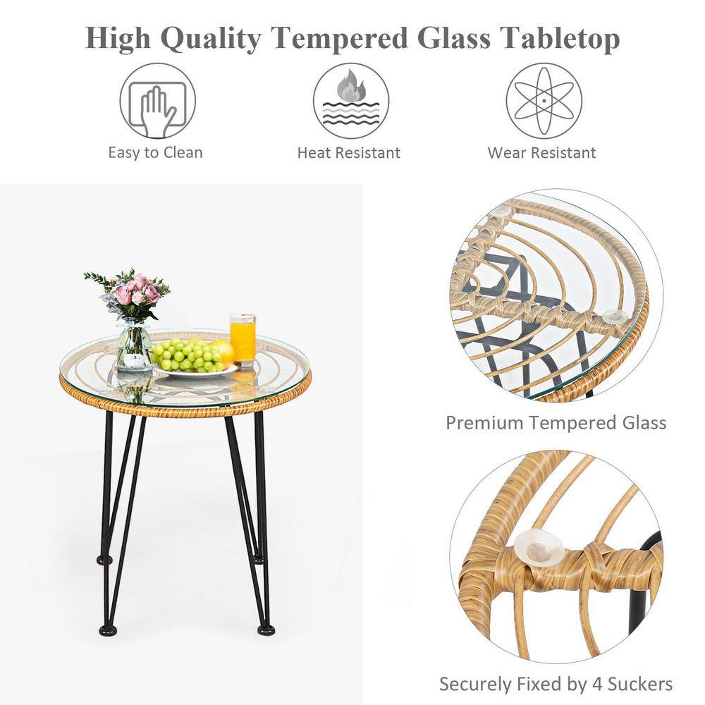 Navy Cushioned Rattan and Steel Outdoor Bistro Set