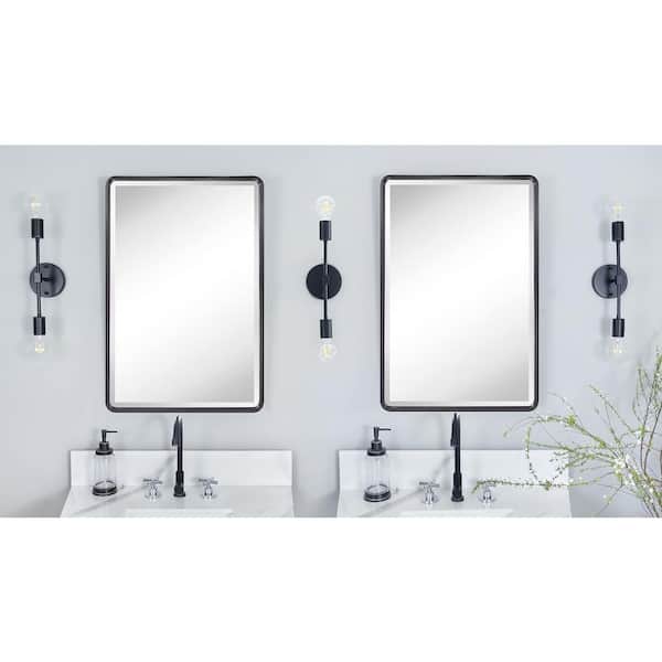 TEHOME Farmhouse 16 in. W x 24 in. H Recessed Metal Rectangular Bathroom Medicine Cabinets with Mirror in Oil Rubbed Bronze