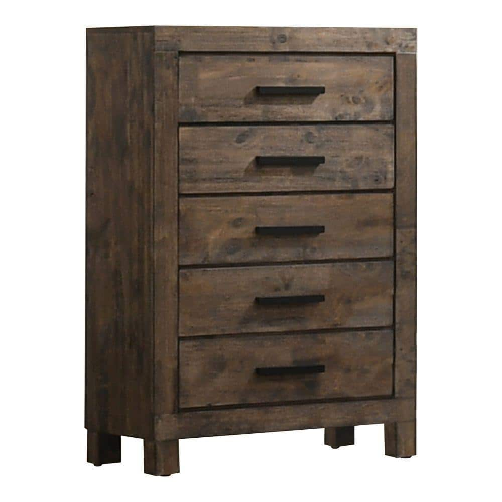 Benjara 31.5 in. Brown 5-Drawer Wooden Chest of Drawers BM242619 - The Home  Depot