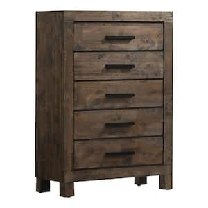 31.5 in. Brown 5-Drawer Wooden Chest of Drawers