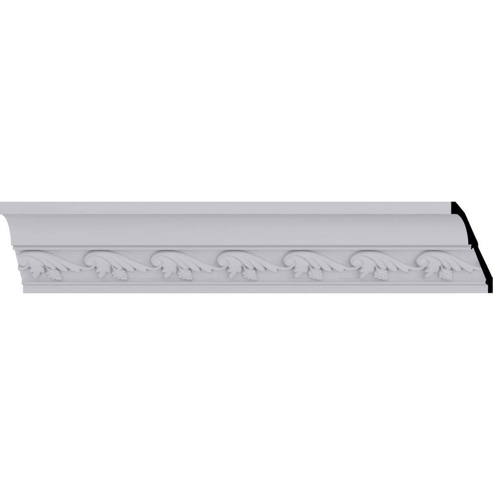 Primed White Polyurethane Geometric Crown Moulding Sample, 12" Length