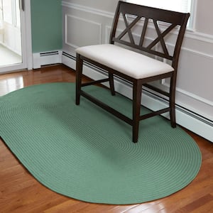 Texturized Solid Celadon Poly 8 ft. x 8 ft. Round Braided Area Rug