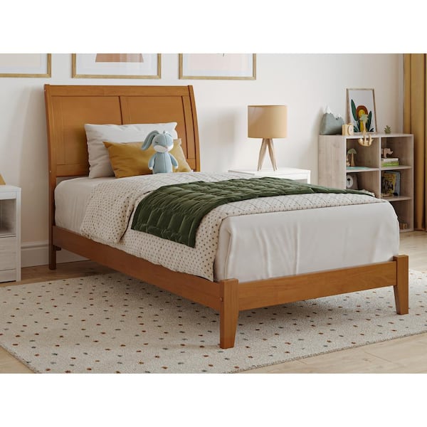 AFI Portland Light Toffee Natural Bronze Solid Wood Frame Twin Low Profile Platform Bed