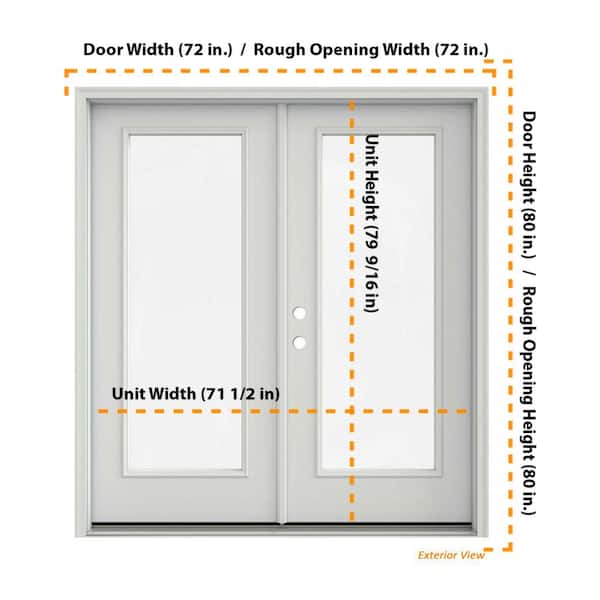 JELD-WEN 72-in x 80-in Low-e External Grilles Primed Steel French  Right-Hand Outswing Double Patio Door