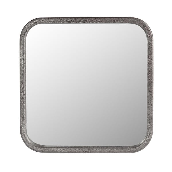 Tidoin 24 in. W x 24 in. H Rectangular Framed Hook Wall Bathroom Vanity Mirror in Pewter