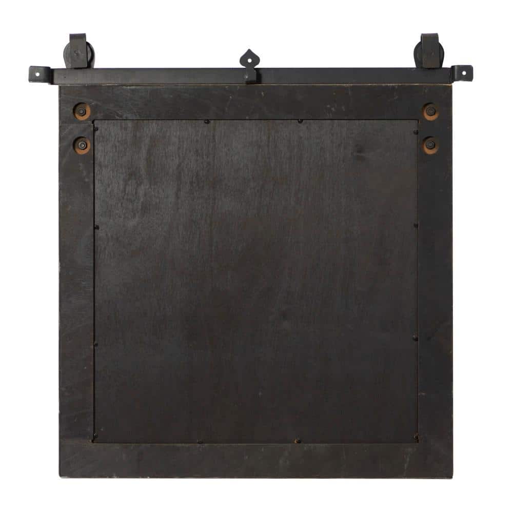 Rustic Industrial Pine Wood Square Wall Mirror, 31" x 31"