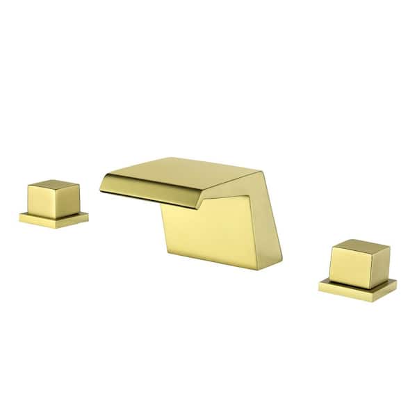 Unbranded 8 in. Widespread 2-Handle Bathroom Faucet with Waterfall in Brushed Gold
