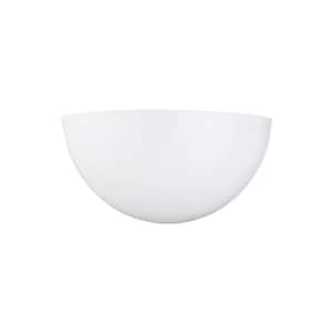 Neva 11 in. 1-Light White Transitional ADA Compliant Wall Sconce Vanity Light with Smooth White Glass Shade and LED Bulb
