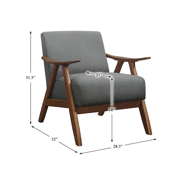 Lazzara Ocala Gray Fabric Upholstery Solid Wood Frame Accent Chair