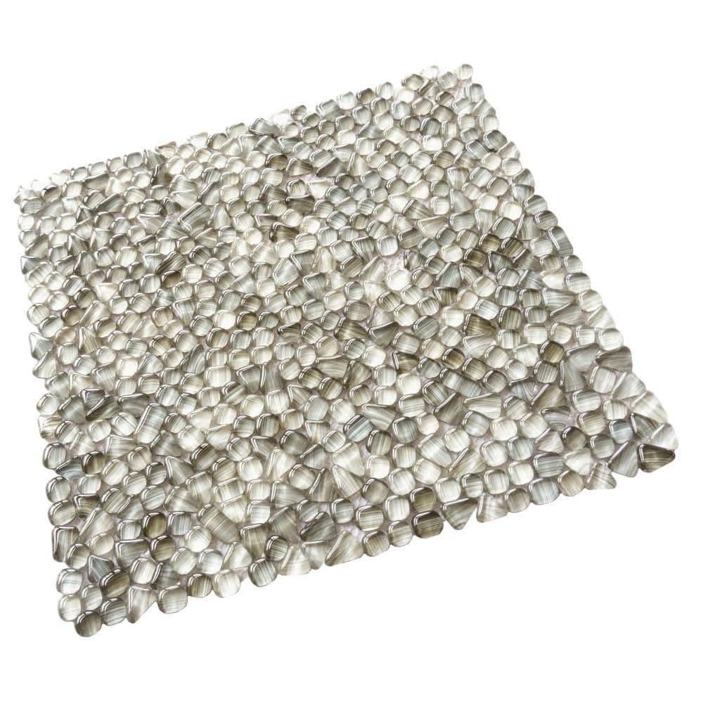 Gray Pebble Polished Glass Mosaic Tile for Kitchen and Bathroom