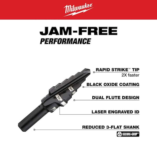 Milwaukee 3/8 in. - 1/2 in. #6 Black Oxide Step Drill Bit (2-Steps