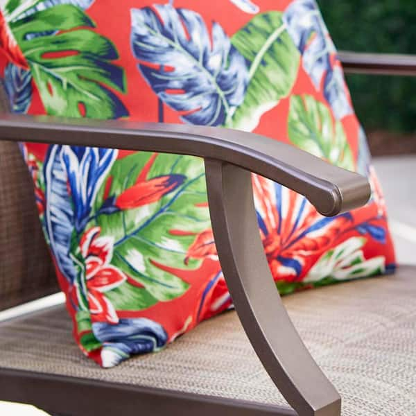 Hampton bay riverbrook espresso brown swivel aluminum padded on sale sling outdoor patio dining chairs