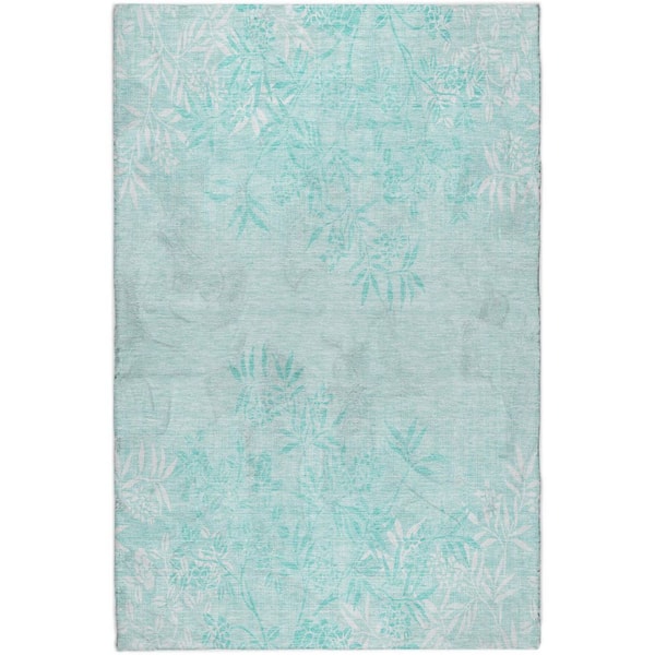 Dream Shag Premium Machine Washable Abstract ADS673 Teal 8 ft. x 10 ft. Area Rug