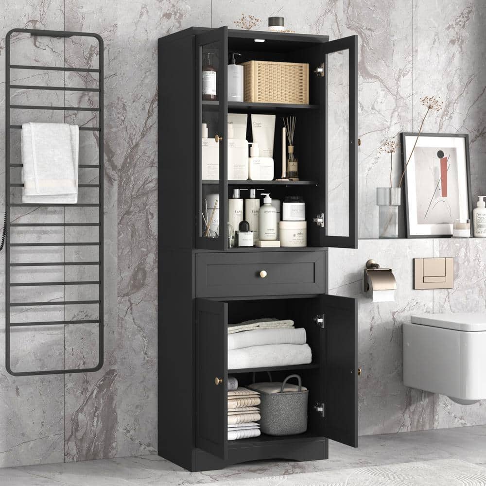 23 in. W x 14.3 in. D x 67 in. H Ready to Assemble Wood Tall Bathroom Stora