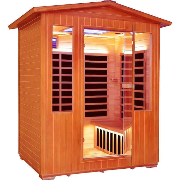 Moray 4-Person Outdoor Infrared Sauna with 11 Far-infrared Carbon Crystal Heaters, 7-Color Abyss Lamp