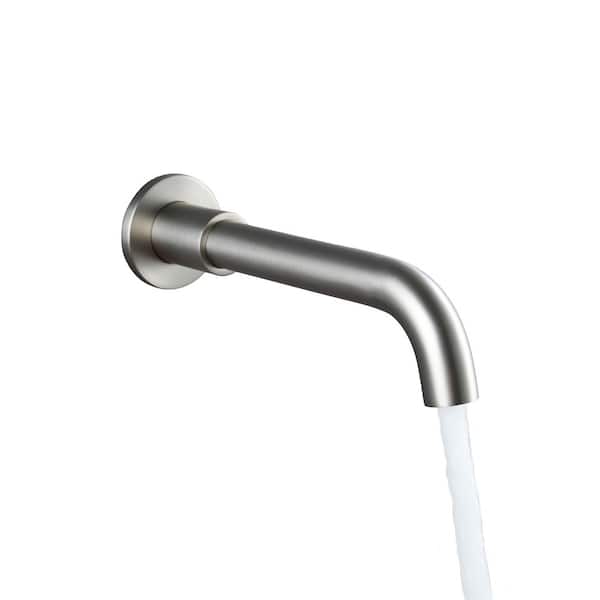 Round Wall-Mount Tub Spout with 360° Rotation in Brushed Nickel