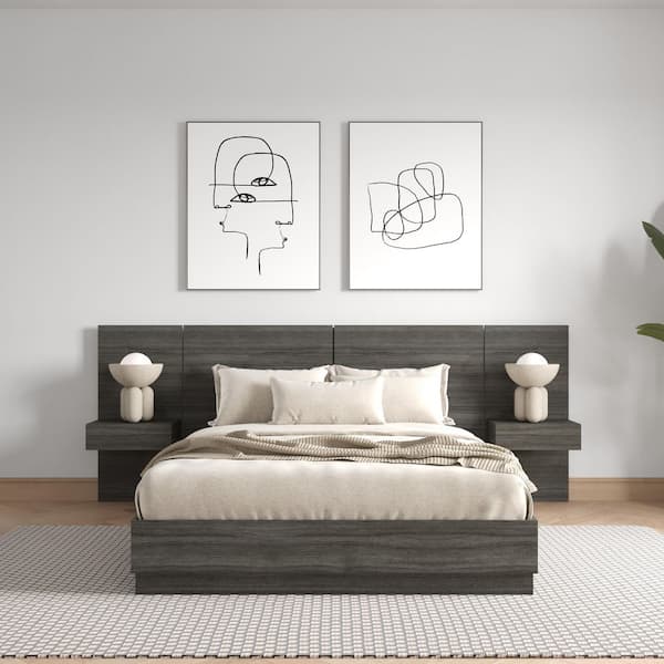 Milano 4-Piece Gray Oak Queen Size Bedroom Set