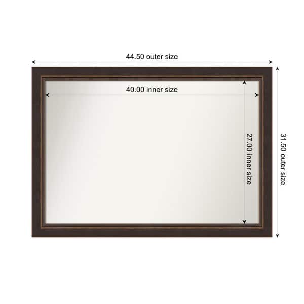 Amanti Art Lara Bronze 44.5 in. x 31.5 in. Custom Non-Beveled Wood FramedBathroom Vanity Wall Mirror