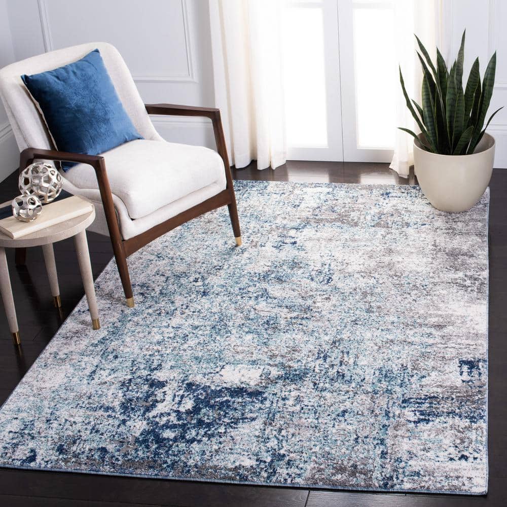 Gray Abstract Hand-knotted 6' x 9' Synthetic Rug
