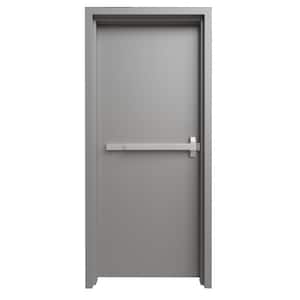40 in. x 80 in. Left-Handed Gray Primed Steel Prehung Commercial Door Kit with Panic Device and 180 Minute Fire Rating