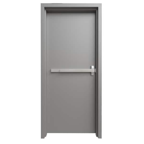 FORTIS DOORS 40 in. x 80 in. Right-Handed Gray Primed Steel Prehung Commercial Door Kit with Panic Device and 180 Minute Fire Rating