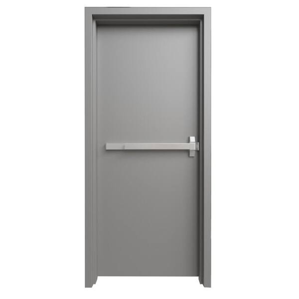 FORTIS DOORS 40 in. x 96 in. Right-Handed Gray Primed Steel Prehung Commercial Door Kit with Panic Device and 180 Minute Fire Rating