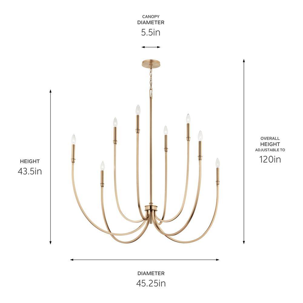 Champagne Bronze 8-Light Candle Style Chandelier