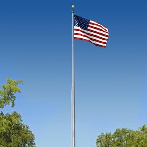 Flag Stars 3 ft. x 5 ft. Nylon American Flag 2-Sided House Flag with 25 ft. Aluminum Flagpole Kit - Sliver