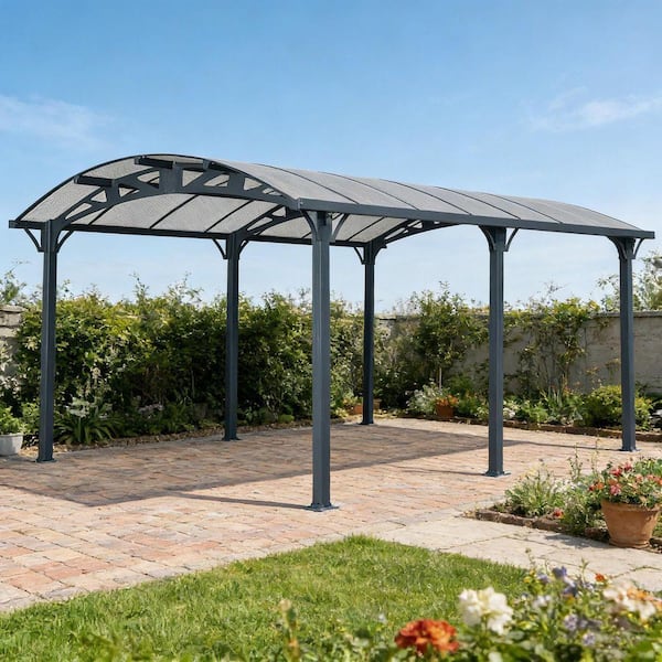 12 ft. x 16 ft. x 8 ft. Outdoor Heavy Duty Carport with Aluminum Metal Frame and Polycarbonate Roof