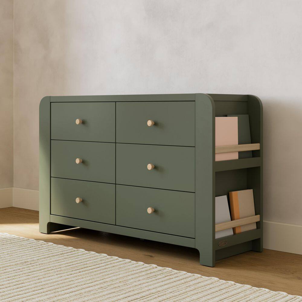 Read-with-Me Olive with Driftwood 6 Drawer 52.01 in. Wide Dresser