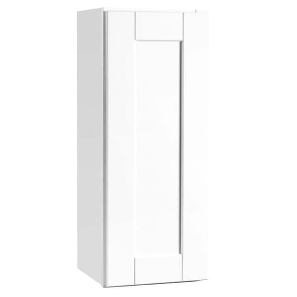 Hampton Bay Shaker 12 in. W x 12 in. D x 30 in. H Assembled Wall Kitchen Cabinet in Satin White