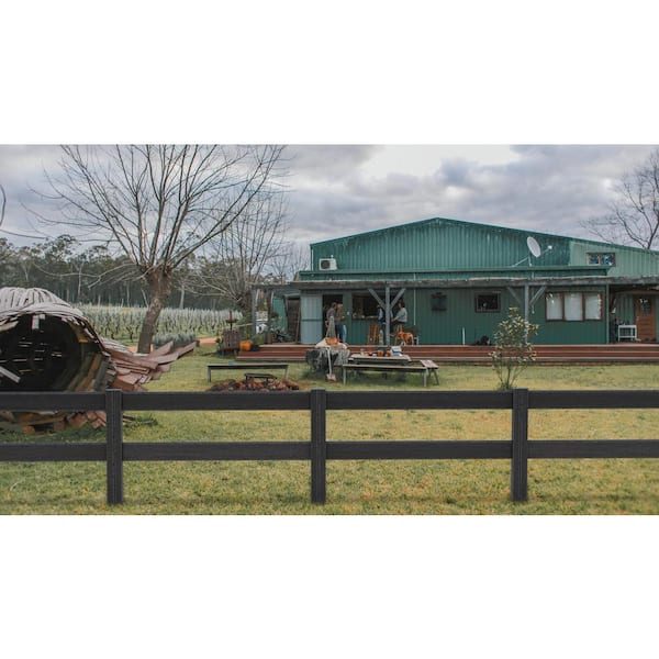 Natures Composites Composite Modern 2 Board Ranch Rail (3 ft. H x 5.75 ft. W) Raven (Black)