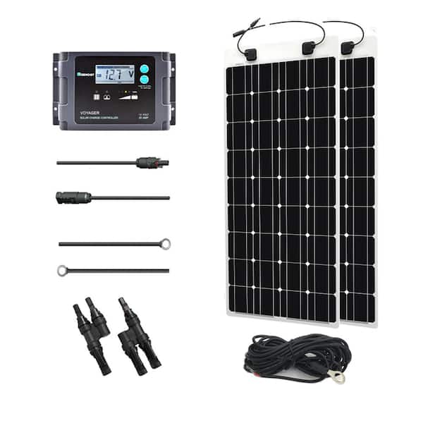 Renogy 200-Watt 12-Volt Monocrystalline Off-Grid Solar System Solar Marine Kit