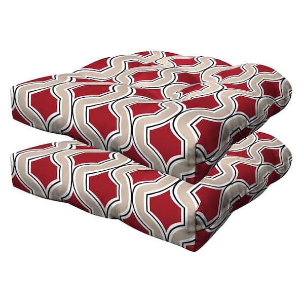 Honeycomb Outdoor Tufted Dining Seat Cushion Soraya Scarlet Red (Set of 2)