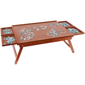 1000 Piece Puzzle Board, 27 in. x 35 in. Wooden Jigsaw Puzzle Table with Legs