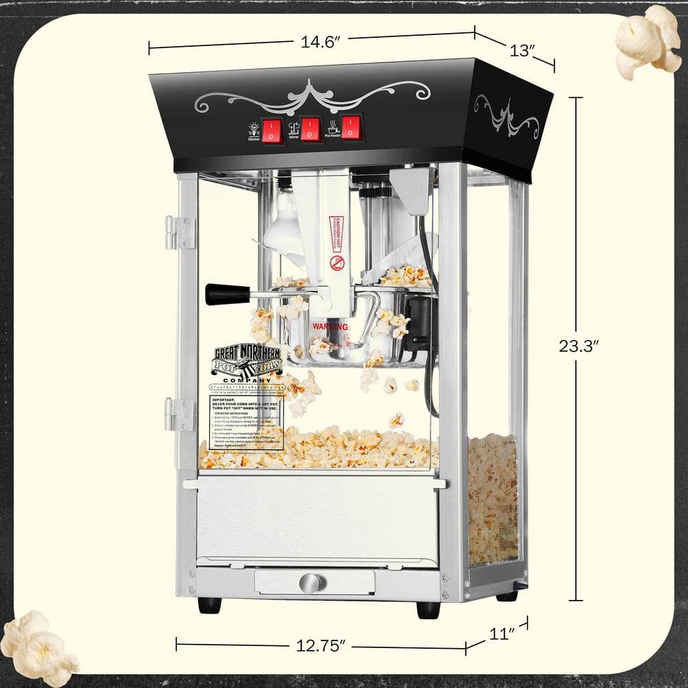 Matinee Black Stainless Steel 8oz Countertop Popcorn Machine