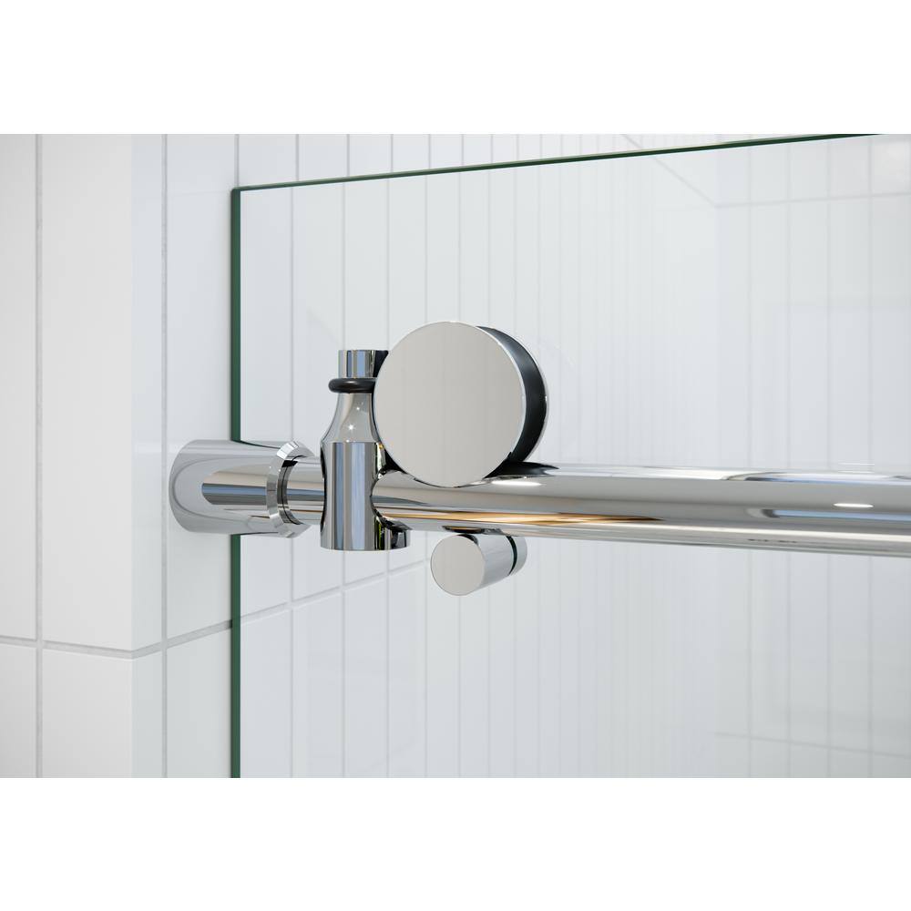 Chrome and Clear Glass Frameless Sliding Shower Door, 52-56 in. x 78 in.