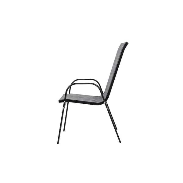 Gray Steel Outdoor Dining Chair, Patio Camping Chairs with