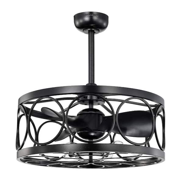 Warehouse of Tiffany Sultan 24.4 in. Indoor Black Finish Ceiling Fan with Light Kit and Remote Included