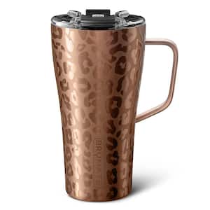 22 oz. Gold Leopard Stainless Steel 100% Leak Proof Insulated Coffee Travel Mug Double Walled with Handle and Lid