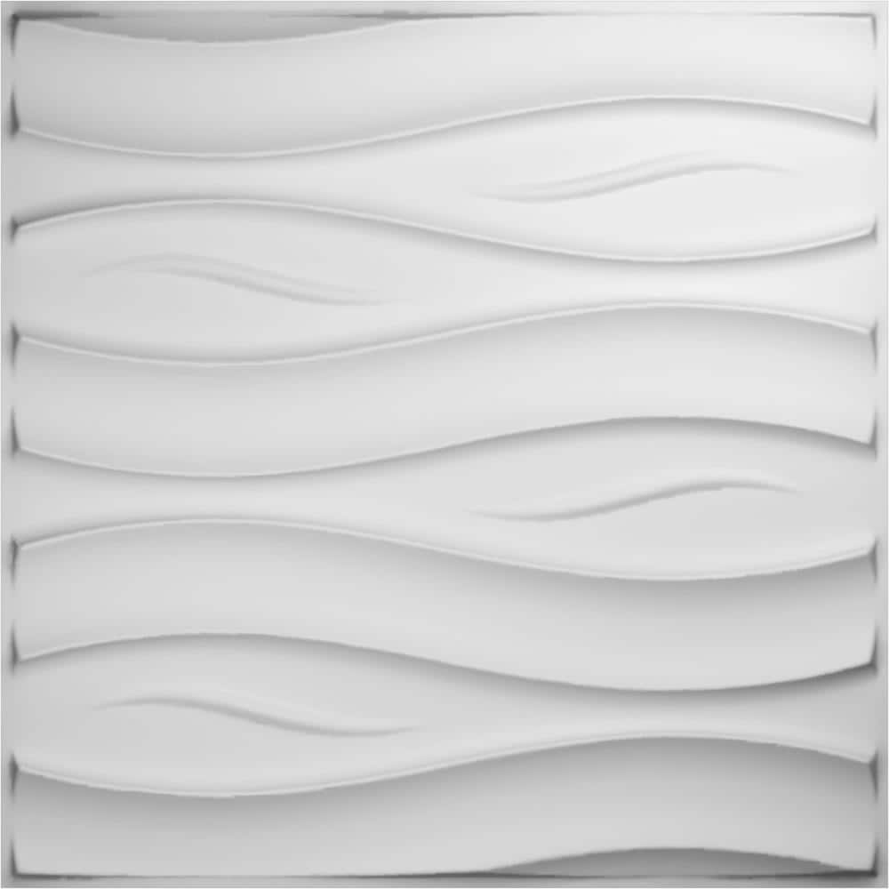 White Textured 3D PVC Decorative Wall Panels, 19.63" x 19.63", 10-Pack