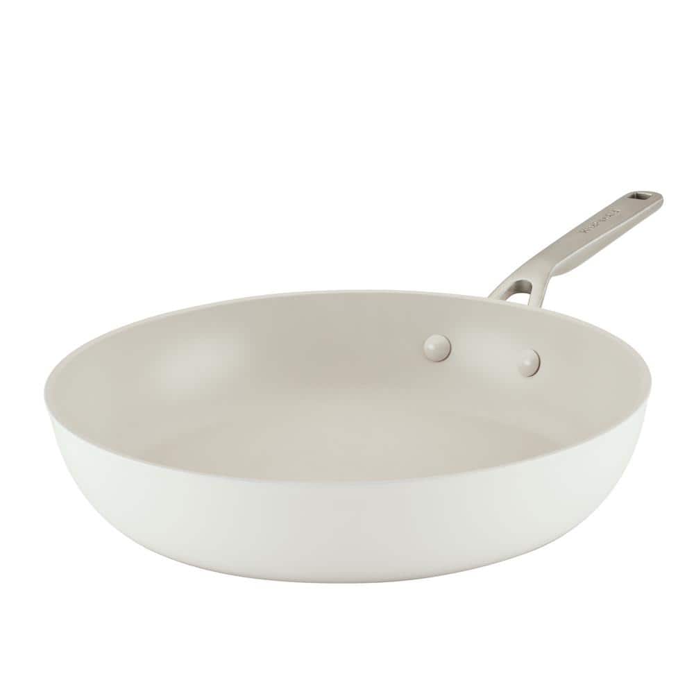 KitchenAid Hard Anodized Ceramic 12.25-in. Aluminum Nonstick Frying Pan in Porcelain White