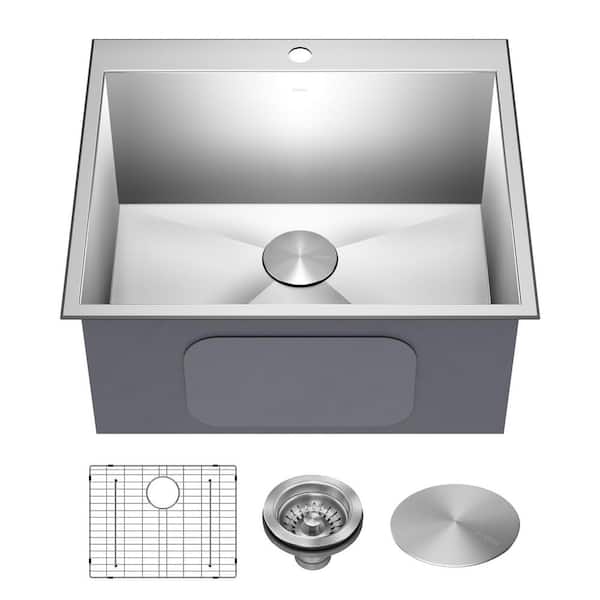 Standart PRO 16-Gauge Stainless Steel 25 in. Drop-in / Undermount Single Bowl Deep Laundry Utility Sink