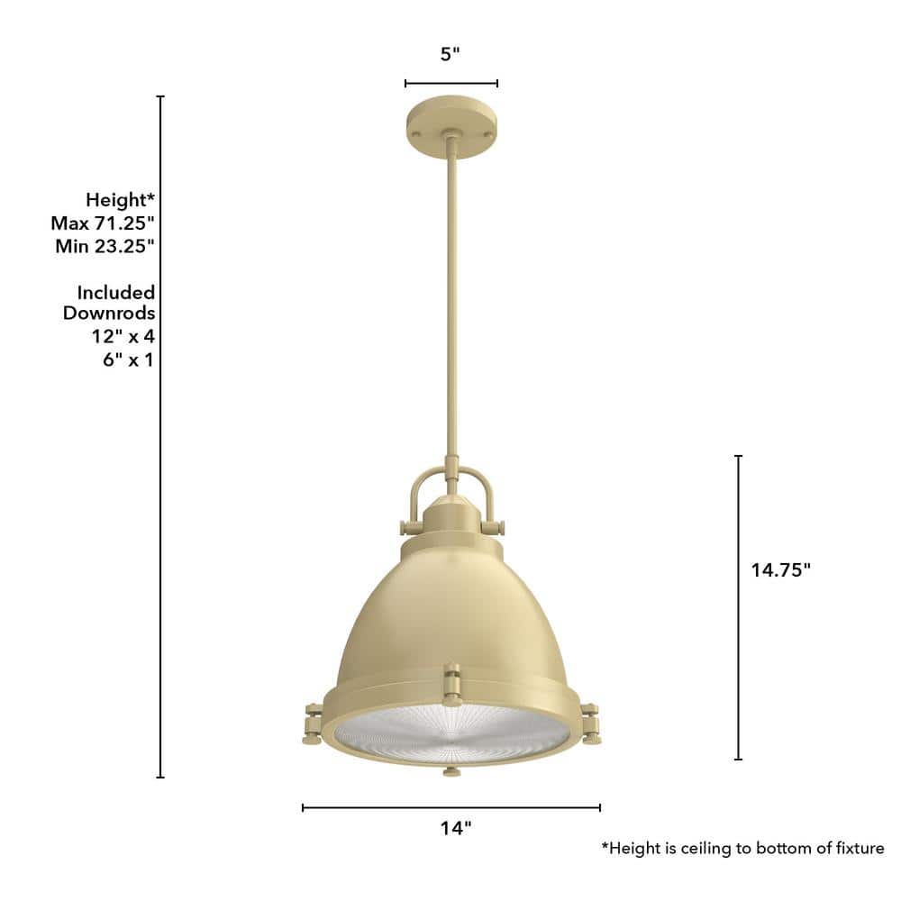 Bridgemoor Modern Brass 2-Light Industrial Pendant with Clear Glass