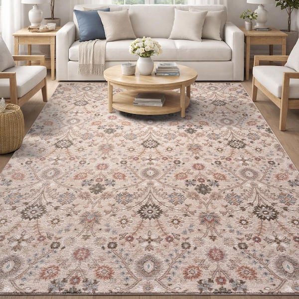 Nepal 5 ft. x 7 ft. Ivory Floral Area Rug