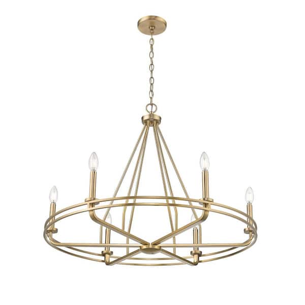 Jody 6 light Vintage Brass Chandelier Ceiling Light