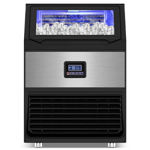 Gilati Commercial Ice Maker 300 lb./24 H Freestanding Ice Maker Machine with 75 lb. Storage, Stainless Steel
