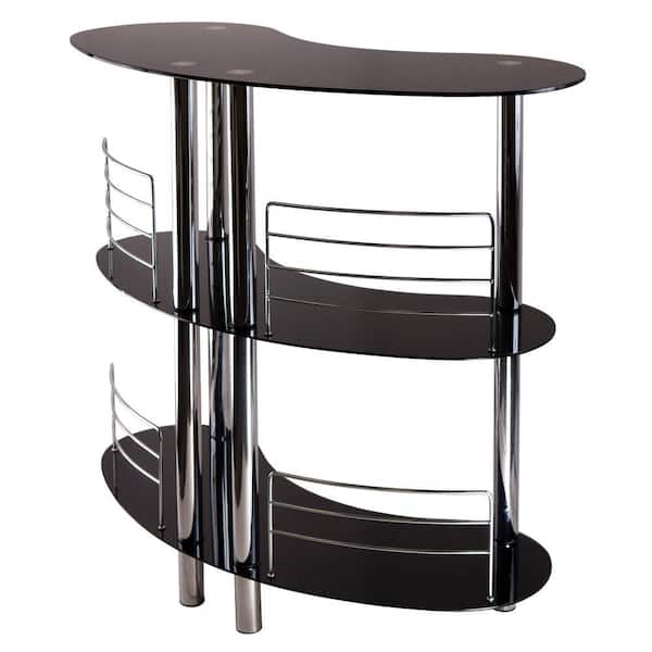 WINSOME WOOD Martini 3-Shelf Black and Chrome Bar