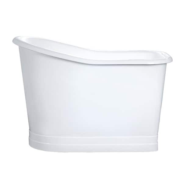 Aqua Eden 51 in. x 30 in. Cast Iron Flatbottom Pedestal Soaking Bathtub in White with Steel Skirt